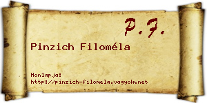 Pinzich Filoméla névjegykártya